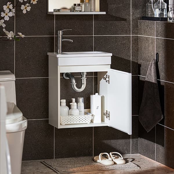 Rootz badeværelse synke kabinet sæt - forfængelighed enhed - vaskebassin - kompakt design - 41x52x25cm kabinet, 40x50x14 cm spejl, 27x18x8 cm bassin