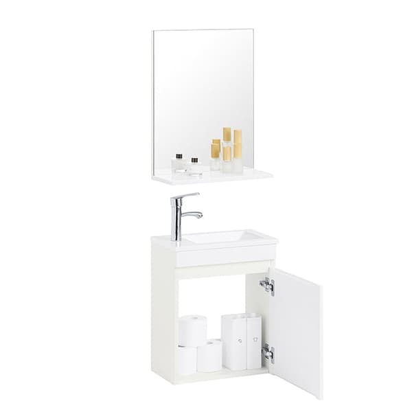 Rootz badeværelse synke kabinet sæt - forfængelighed enhed - vaskebassin - kompakt design - 41x52x25cm kabinet, 40x50x14 cm spejl, 27x18x8 cm bassin