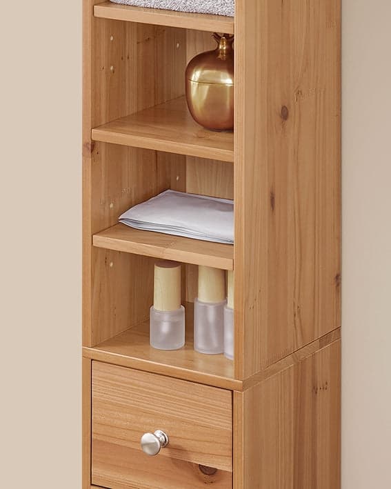 Rootz Cedar Badeværelsets kabinet - Tall Storage Unit - Rumbesparende arrangør - Miljøvenlig Cedar - 20x180x20cm