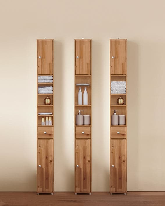 Rootz Cedar Badeværelsets kabinet - Tall Storage Unit - Rumbesparende arrangør - Miljøvenlig Cedar - 20x180x20cm