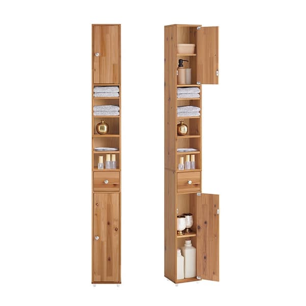 Rootz Cedar Badeværelsets kabinet - Tall Storage Unit - Rumbesparende arrangør - Miljøvenlig Cedar - 20x180x20cm