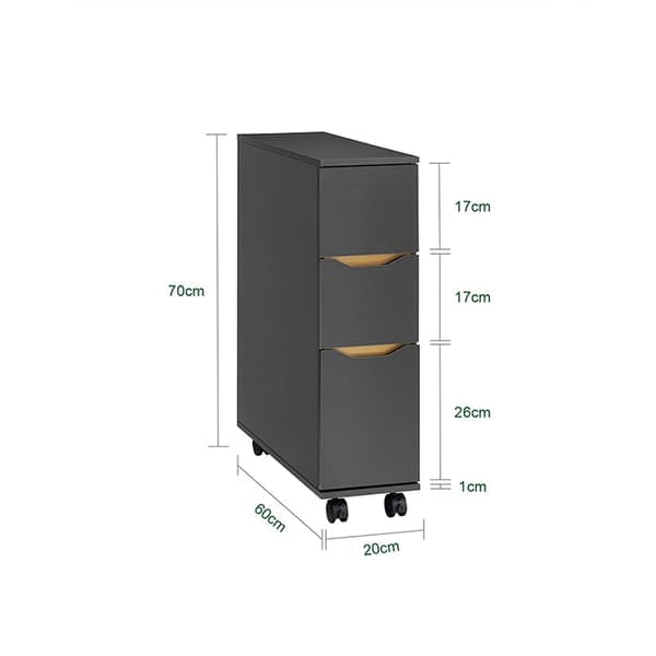 Rootz Mobile Storage Trolley - Rolling Cart - Space Organizer - Ample Storage - 20x70x60cm