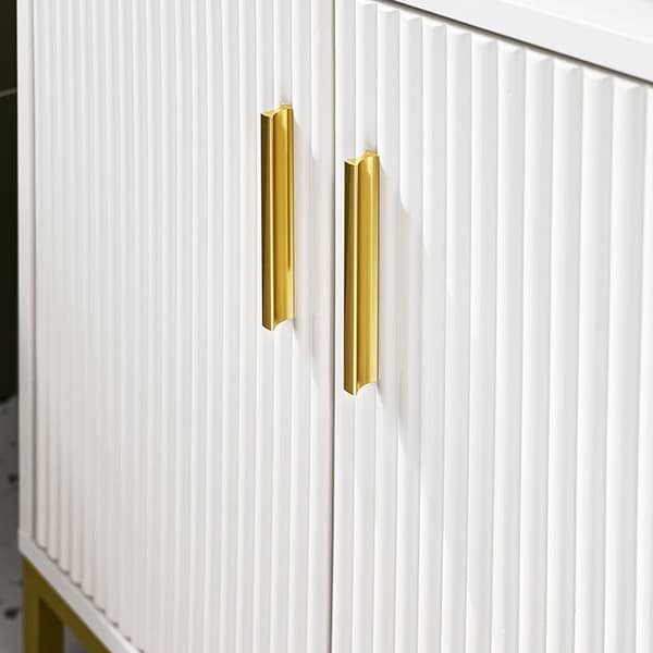 Rootz Sink Unit Cabinet - Badeværelsesskab - Opbevaringsskab - Justerbar hylde - 60x59x30cm - Klassisk hvid med gyldne metalhåndtag - Moderne design