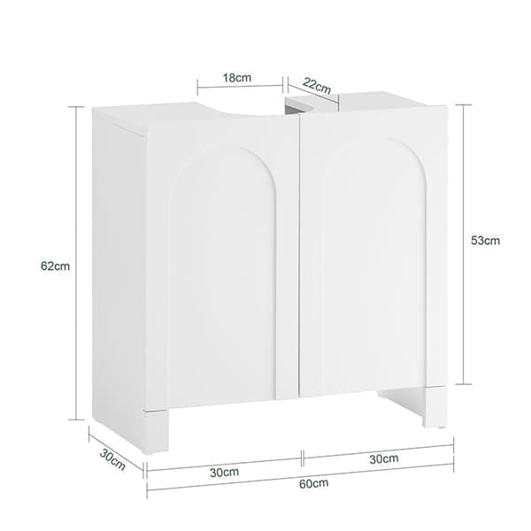 Rootz Sink Cabinet - Vanity Unit - Badrumsarrangör - Expand Storage Space - MDF Material - 60x62x30cm - Silicone Foot Pads för att förhindra att ruttn