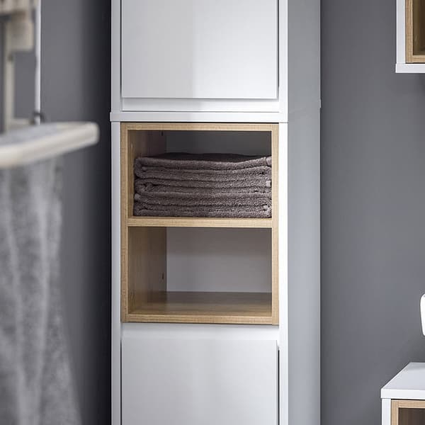 Rootz Tall Badrumskåp - Smal förvaringsenhet - Slim Cabinet - Justerbara hyllor - MDF, PB - 30x170x30cm