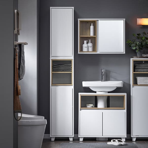 Rootz Tall Badrumskåp - Smal förvaringsenhet - Slim Cabinet - Justerbara hyllor - MDF, PB - 30x170x30cm