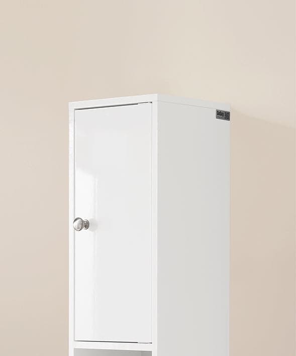Rootz Tall Badeværelse Skab - Opbevaringsskab - Badeværelsesarrangør - Justerbare hylder - 20x180x20cm - MDF E1 - Højglans hvid