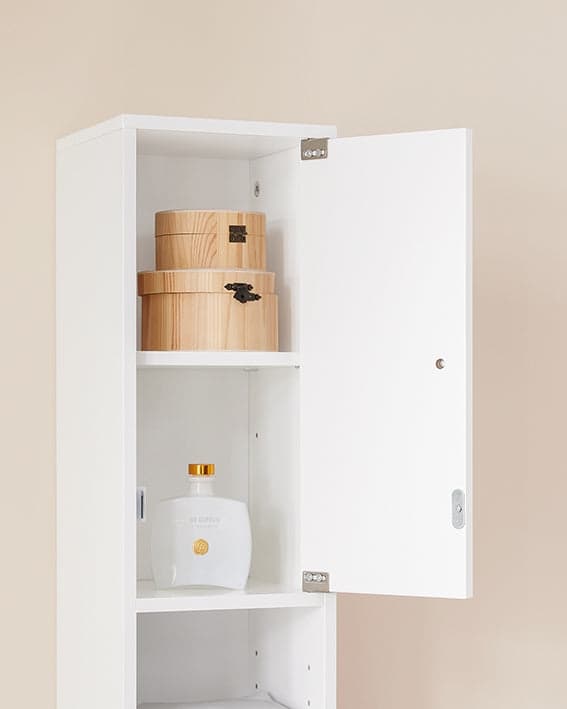 Rootz Tall Badeværelse Skab - Opbevaringsskab - Badeværelsesarrangør - Justerbare hylder - 20x180x20cm - MDF E1 - Højglans hvid