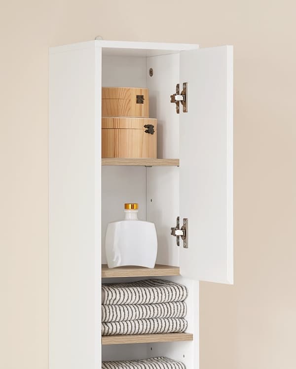 Rootz Tall Badrumskåp - Lagringsenhet - Arrangör - Mångsidig förvaring - 20x180x20cm - MDF E1 Målad - Justerbara hyllor - Secure & Non -Slip
