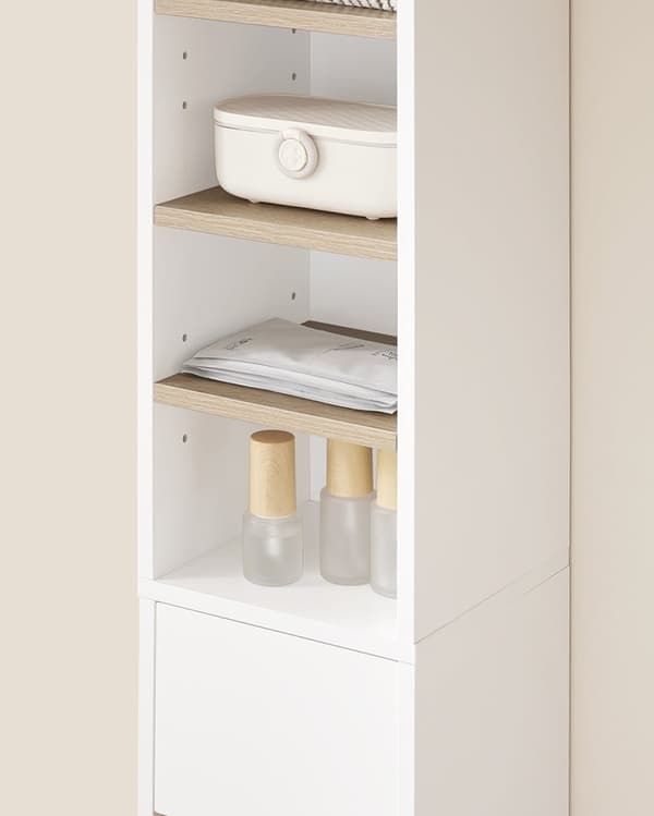Rootz Tall Badrumskåp - Lagringsenhet - Arrangör - Mångsidig förvaring - 20x180x20cm - MDF E1 Målad - Justerbara hyllor - Secure & Non -Slip