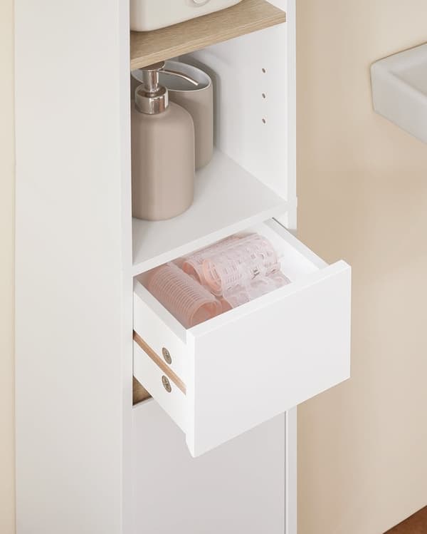 Rootz Tall Badrumskåp - Lagringsenhet - Arrangör - Mångsidig förvaring - 20x180x20cm - MDF E1 Målad - Justerbara hyllor - Secure & Non -Slip