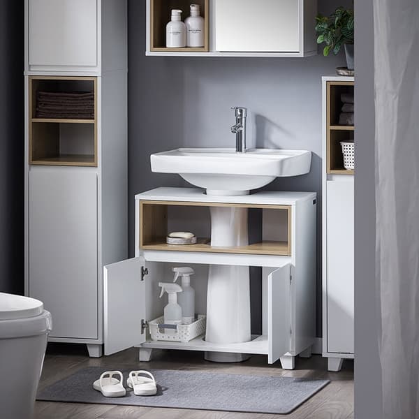 Rootz Sink Cabinet - Vanity Storage - MDF & PB Materiale - forhindrer trærot - 60x61x30cm