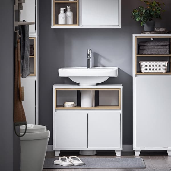 Rootz Sink Cabinet - Vanity Storage - MDF & PB Materiale - forhindrer trærot - 60x61x30cm