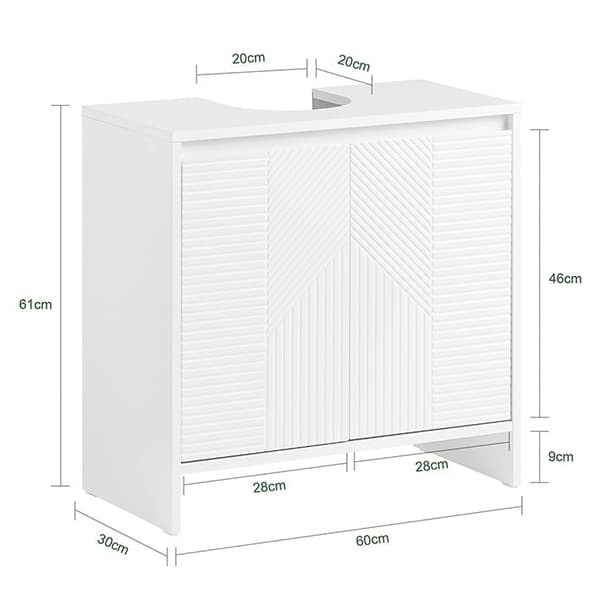 Rootz MDF Base Cabinet - Badeværelsesopbevaringsenhed - Justerbare hylder Arrangør - Rumbesparende design - 60x61x30cm