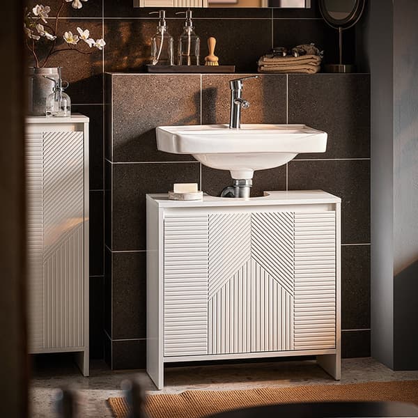 Rootz MDF Base Cabinet - Badeværelsesopbevaringsenhed - Justerbare hylder Arrangør - Rumbesparende design - 60x61x30cm