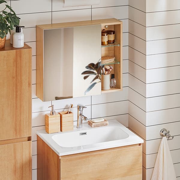 Rootz Wall Closet Mirror Door - Badrumsskåp - Lagringsenhet - Justerbara hyllor - 60x50x15cm
