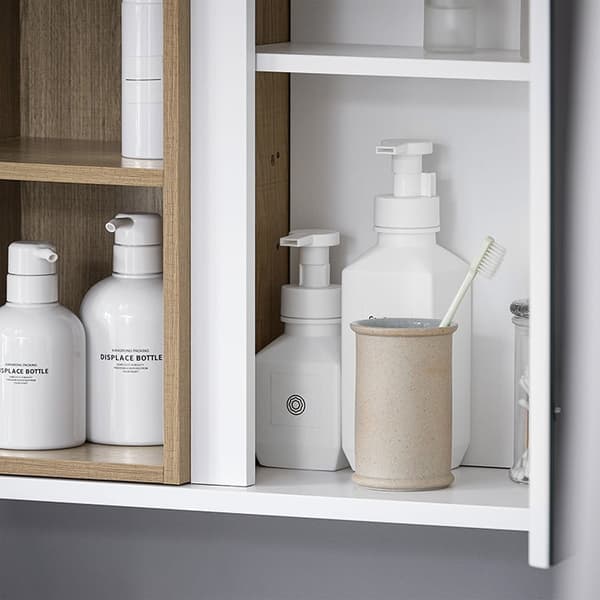 Rootz Wall Closet Mirror Door - Storage Cabinet - Badeværelsesarrangør - Justerbare hylder - Kompakt design - 60x45x20cm