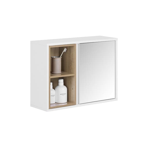 Rootz Wall Closet Mirror Door - Storage Cabinet - Badeværelsesarrangør - Justerbare hylder - Kompakt design - 60x45x20cm