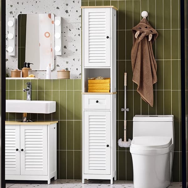 Rootz Tall Badrumskåp - högt förvaringsskåp - MDF -skåp - Luftpermeabel design - 32x170x30cm