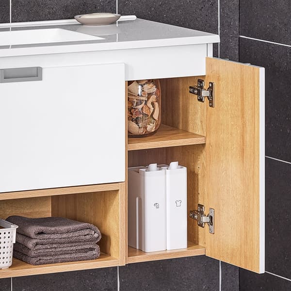 Rootz vægmonteret badeværelsesvaskenhed - Vanity Cabinet - Rumbesparende sparer - Fugtbestandig - 80x54x46cm