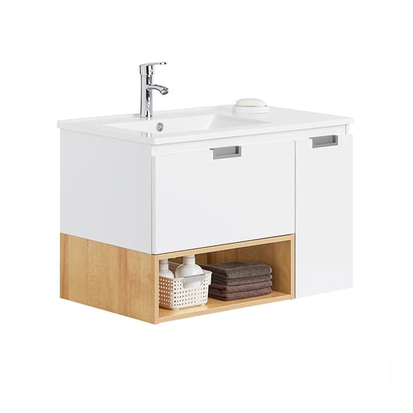 Rootz vægmonteret badeværelsesvaskenhed - Vanity Cabinet - Rumbesparende sparer - Fugtbestandig - 80x54x46cm