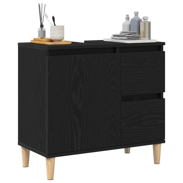 vidaXL allaskaappi mustasta tammesta 65x33x60 cm teknistä puuta