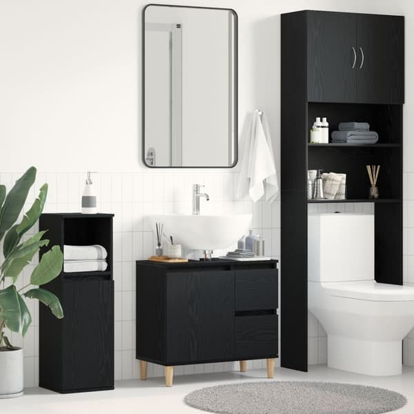 vidaXL allaskaappi mustasta tammesta 65x33x60 cm teknistä puuta