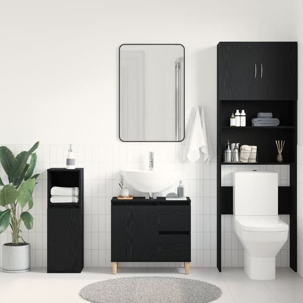 vidaXL Servantskap Svart Eik 65x33x60 cm Konstruert Tre