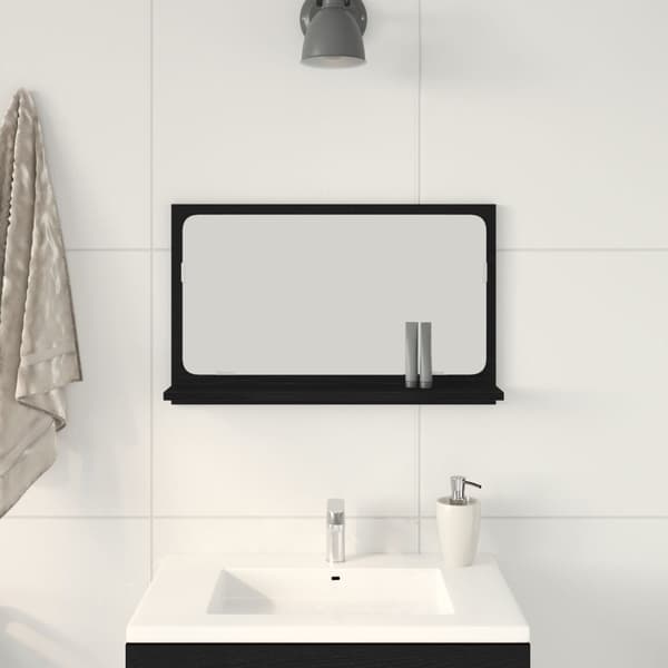 vidaXL Bade­roms­speil i svart eik 60x10,5x37 cm, laget av konstruert tre