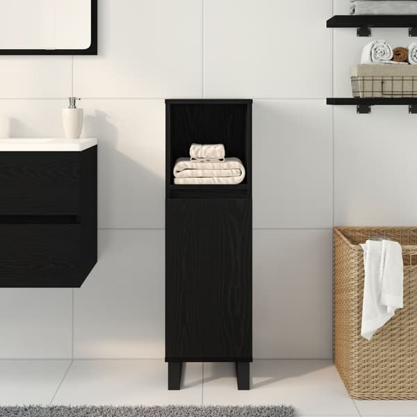 vidaXL Baderomsskap Svart Eik 30x30x100 cm Konstruert Tre