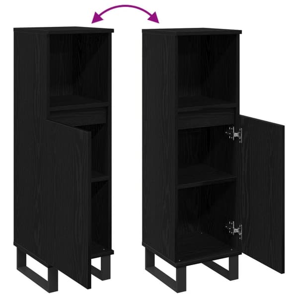 vidaXL Baderomsskap Svart Eik 30x30x100 cm Konstruert Tre