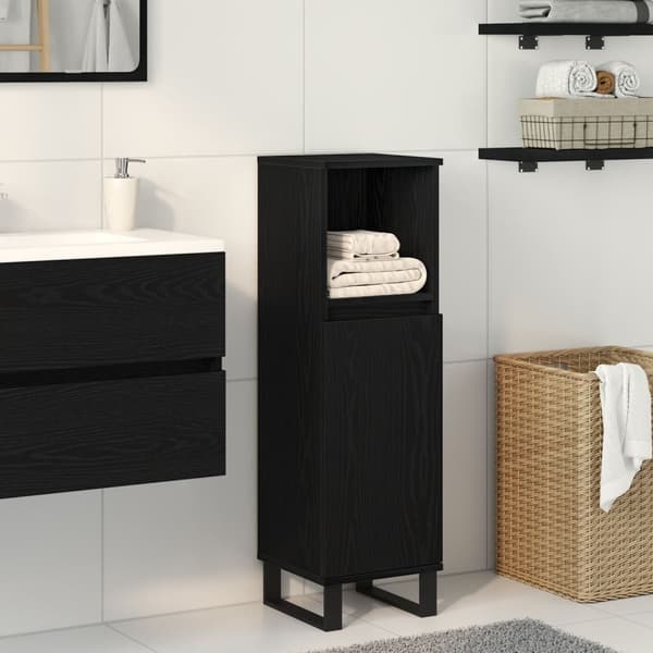 vidaXL Baderomsskap Svart Eik 30x30x100 cm Konstruert Tre