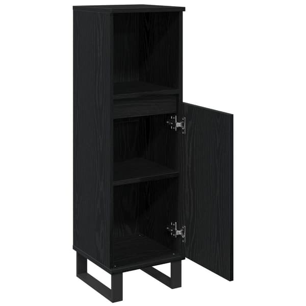vidaXL Kylpyhuonekaappi Musta Tammi 30x30x100 cm Tekninen Puu