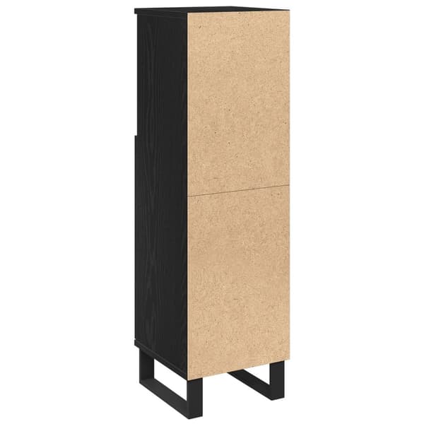 vidaXL Kylpyhuonekaappi Musta Tammi 30x30x100 cm Tekninen Puu