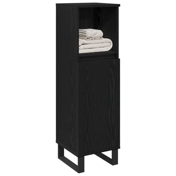 vidaXL Kylpyhuonekaappi Musta Tammi 30x30x100 cm Tekninen Puu