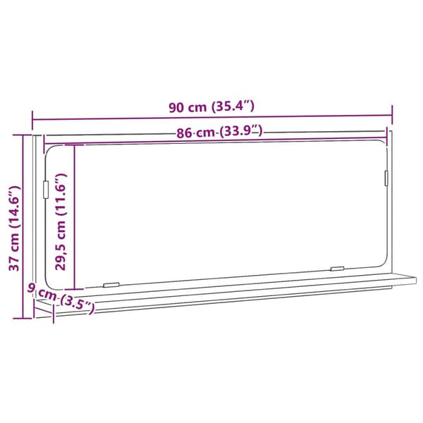 vidaXL Baderomsspeil i gammelt tre 90x10,5x37 cm, laget av konstruert tre
