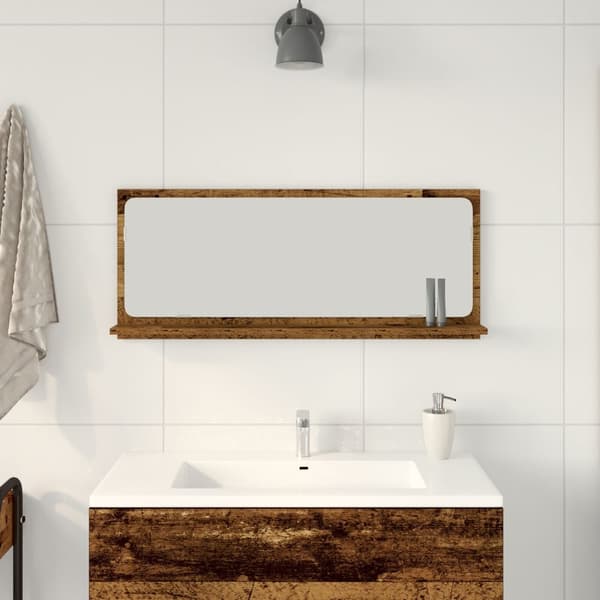 vidaXL Baderomsspeil i gammelt tre 90x10,5x37 cm, laget av konstruert tre
