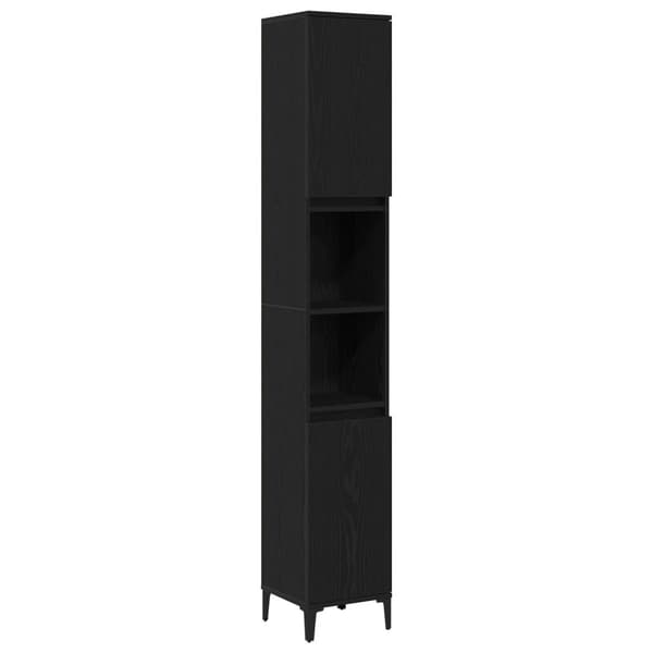 vidaXL Kylpyhuonekaappi Musta Tammi 30x30x190 cm Tekninen Puu