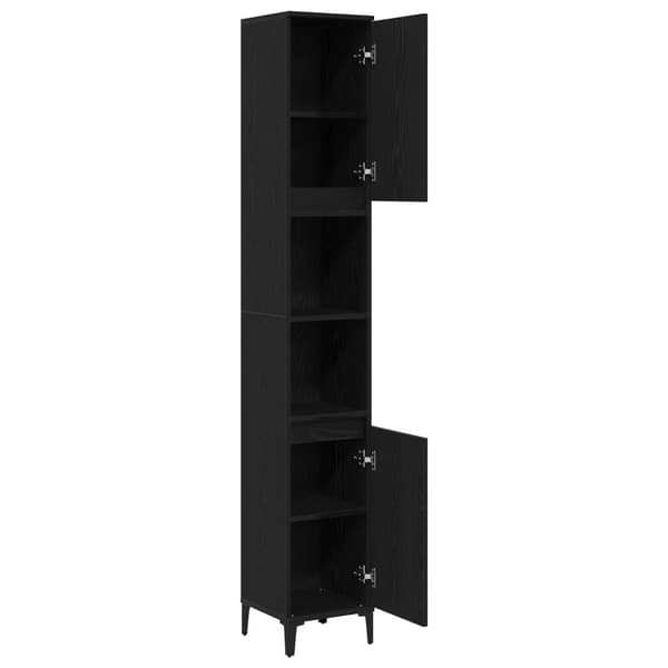 vidaXL Kylpyhuonekaappi Musta Tammi 30x30x190 cm Tekninen Puu