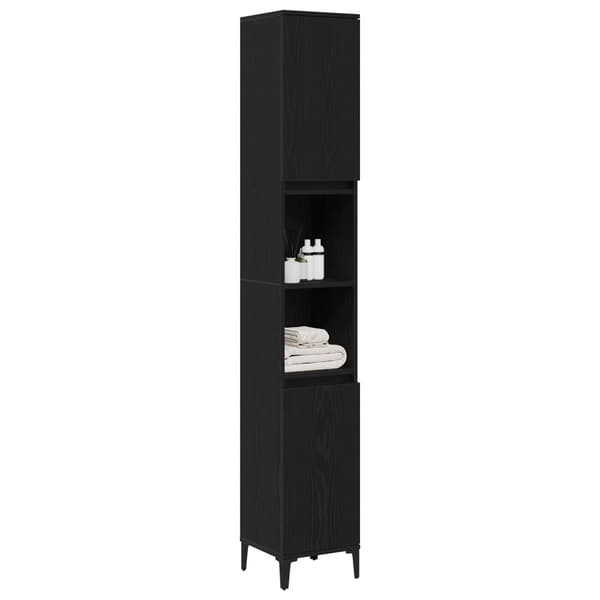 vidaXL Baderomsskap Svart Eik 30x30x190 cm Konstruert Tre
