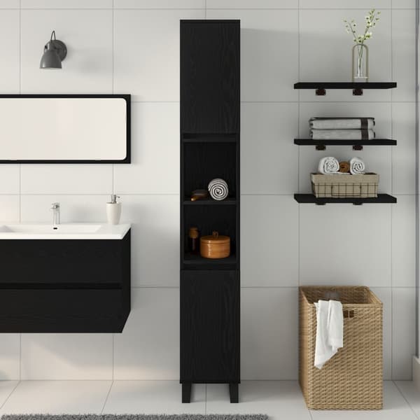 vidaXL Badromsskap Svart Eik 30x30x190 cm Konstruert Tre