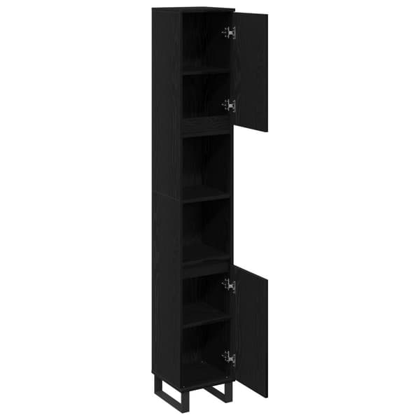 vidaXL Badromsskap Svart Eik 30x30x190 cm Konstruert Tre
