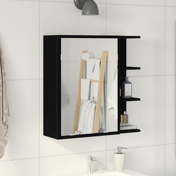 vidaXL Badrumsspegelskåp Svart ek Trä, glas 62,5x20,5x64 cm