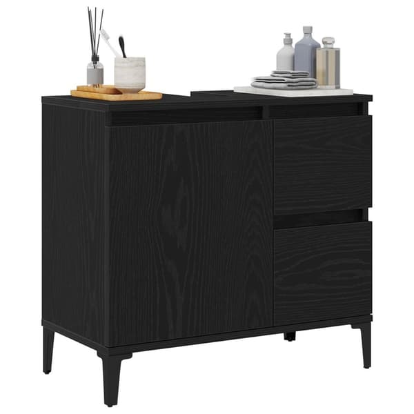vidaXL Servantskap i svart eik 65x33x60 cm laget av konstruert tre