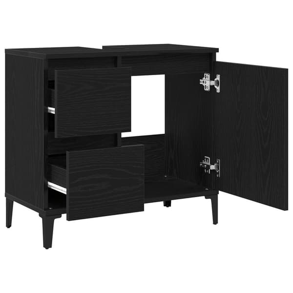 vidaXL Servantskap i svart eik 65x33x60 cm laget av konstruert tre
