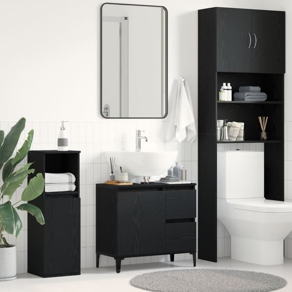 vidaXL Servantskap i svart eik 65x33x60 cm laget av konstruert tre