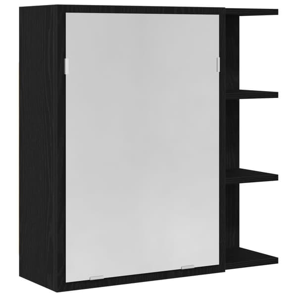vidaXL Badeværelsesspejlskab Sort egetræ Konstrueret træ, glas