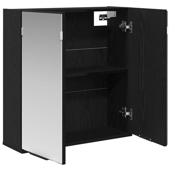 vidaXL Badspeilskap - Svart eik, 64x20x66.5 cm, Laget av konstruert tre