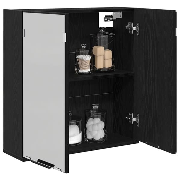 vidaXL Badspeilskap - Svart eik, 64x20x66.5 cm, Laget av konstruert tre