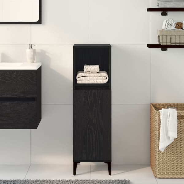 vidaXL Baderomsskap Svart Eik 30x30x100 cm Konstruert tre